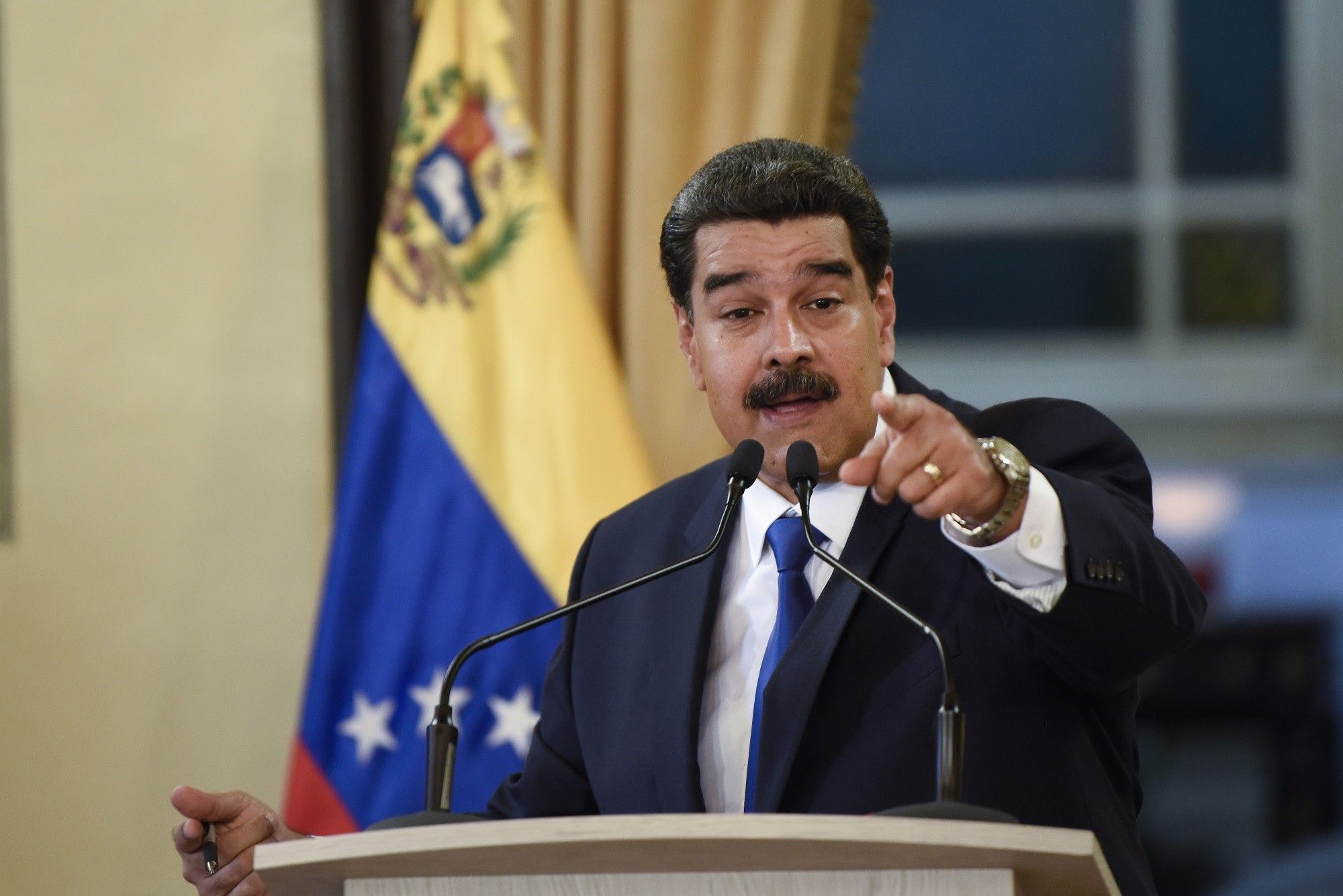 President Nicolas Maduro Holds Press Conference As Bridge Blockade Stifles Humanitarian Aid