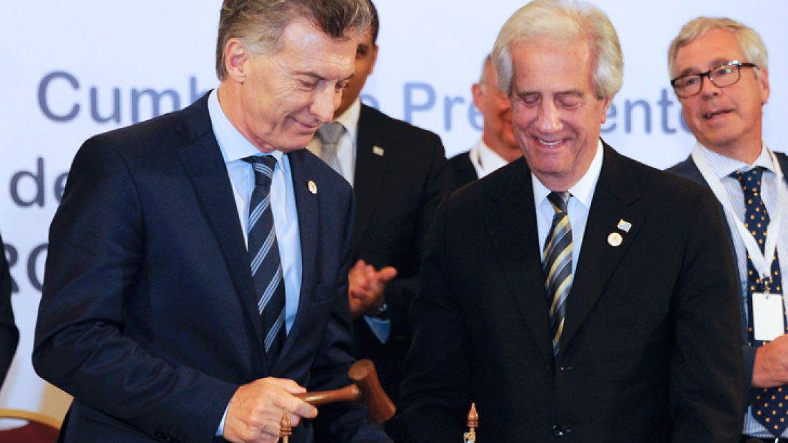 President Mauricio Macri and his Uruguayan counterpart, Tabaré Vázquez.