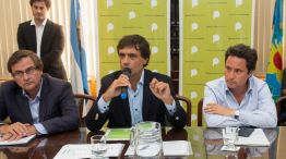 El ministro de Economia de la Provincia de Buenos Aires, Hernan Lacunza, durante la reunion entre el gobierno bonaerense y los sindicatos docentes, para retomar las negociaciones paritarias.
