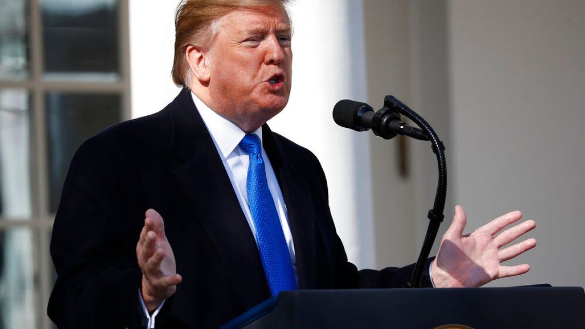 President Donald Trump speaks during an event in the Rose Garden at the White House to declare a national emergency in order to build a wall along the southern border, Friday, February 15, 2019 in Washington. 