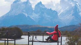 Los cuernos del Paine desde el mirador del hotel Río Serrano.