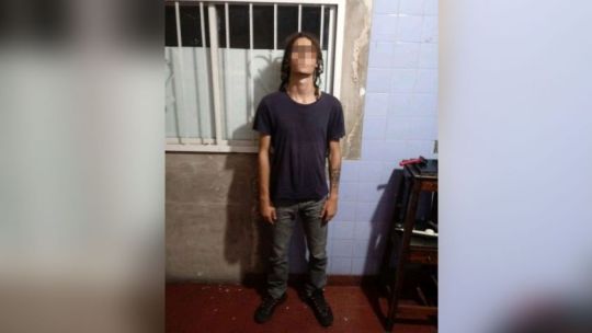 Dante, el hijo de Federica Pais, tras ser detenido.