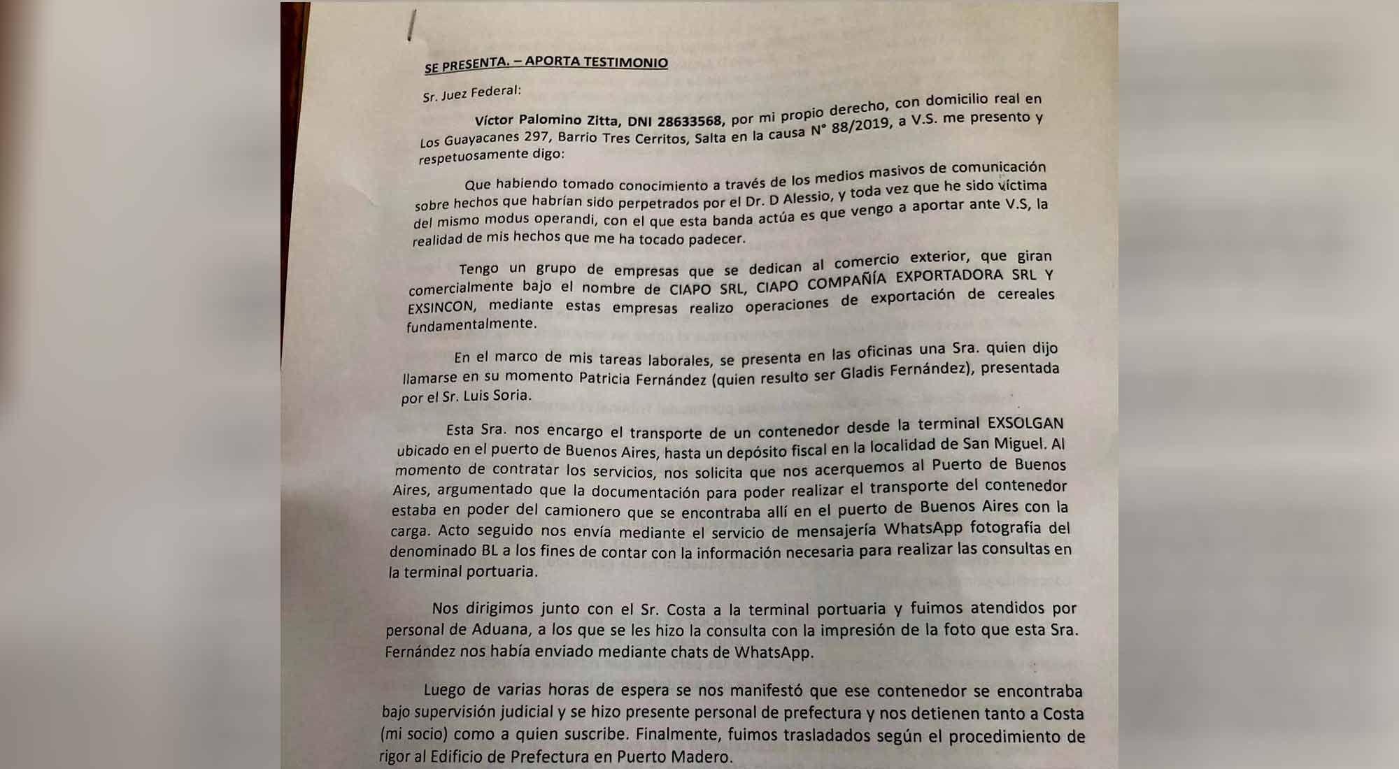 Víctor Palomino Zitta denunció que él también fue extorsionado por Marcelo D'Alessio