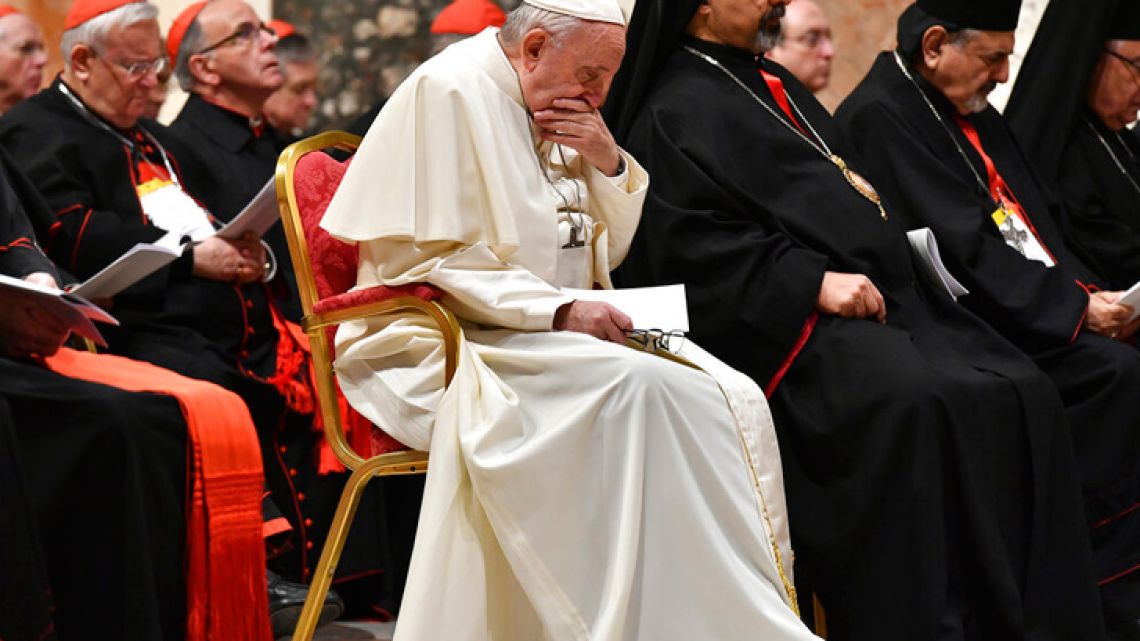Pope Francis attends a penitential liturgy at the Vatican.