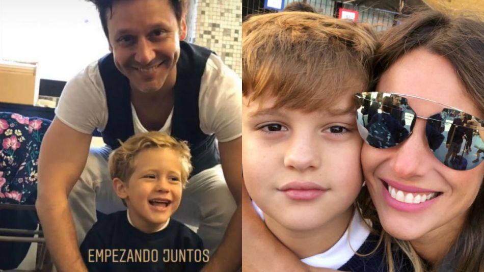 Siempre juntos, Pampita y Benjamín en el primer día de clases de sus hijos. 