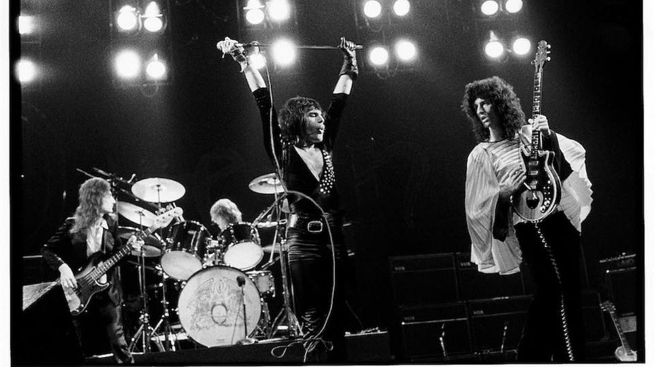 Queen at the Rainbow Theater in London, 1974.