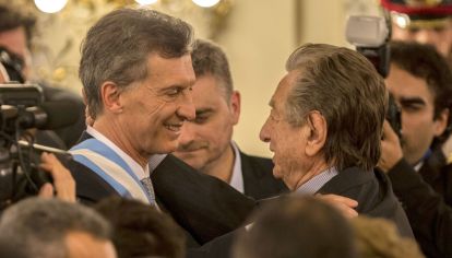 El presidente Mauricio Macri y su padre Franco, en 2015