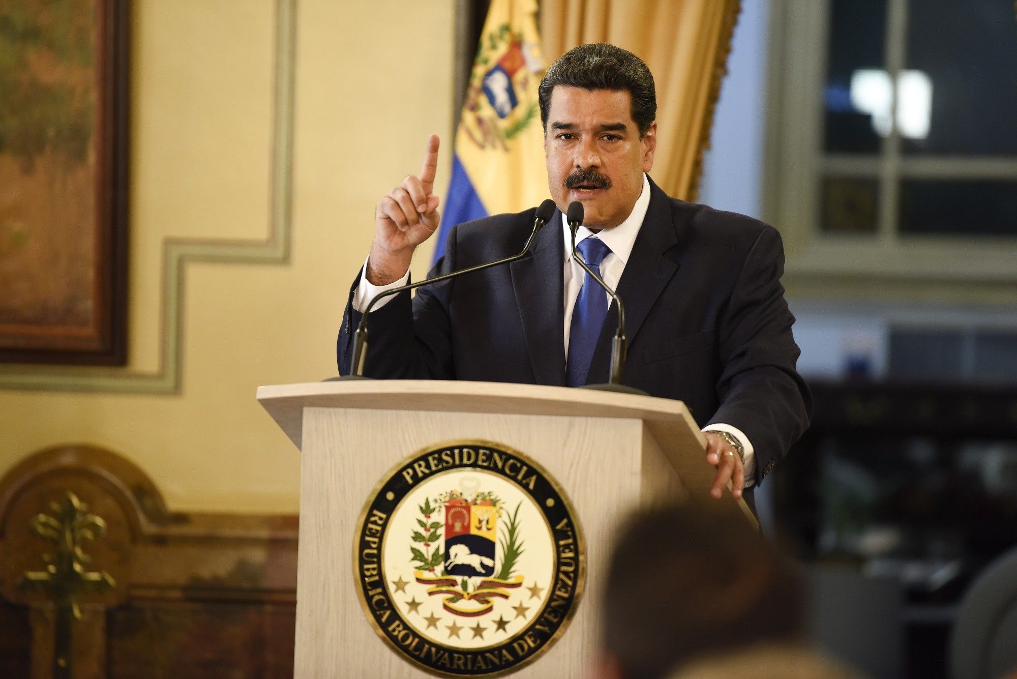 President Nicolas Maduro Holds Press Conference As Bridge Blockade Stifles Humanitarian Aid