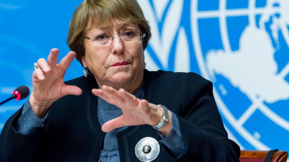 U.N. High Commissioner for Human Rights Michelle Bachelet speaks during a press conference at the European headquarters of the United Nations in Geneva, Switzerland.