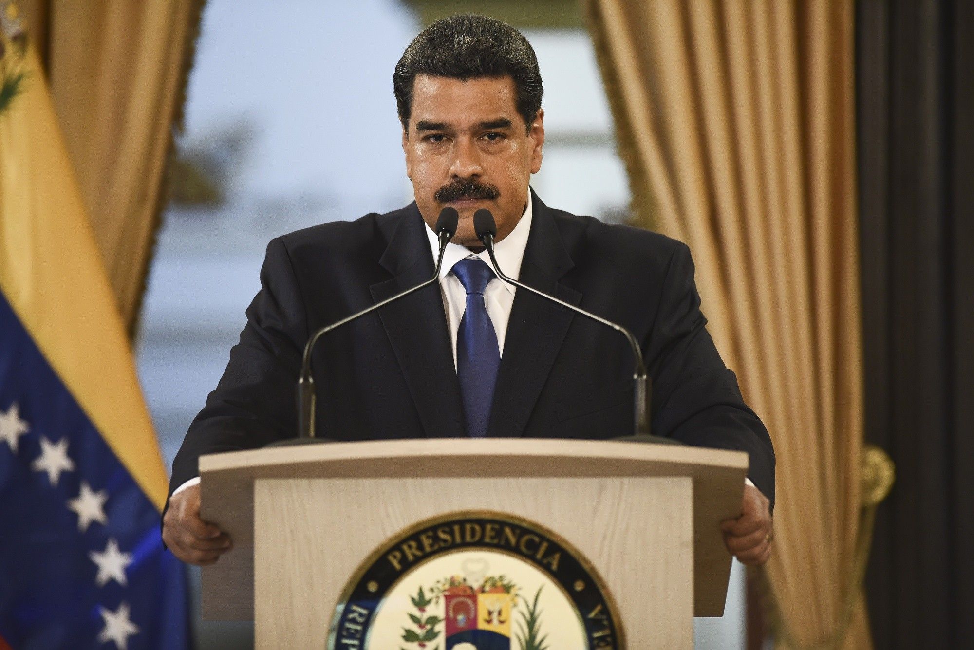 President Nicolas Maduro Holds Press Conference As Bridge Blockade Stifles Humanitarian Aid