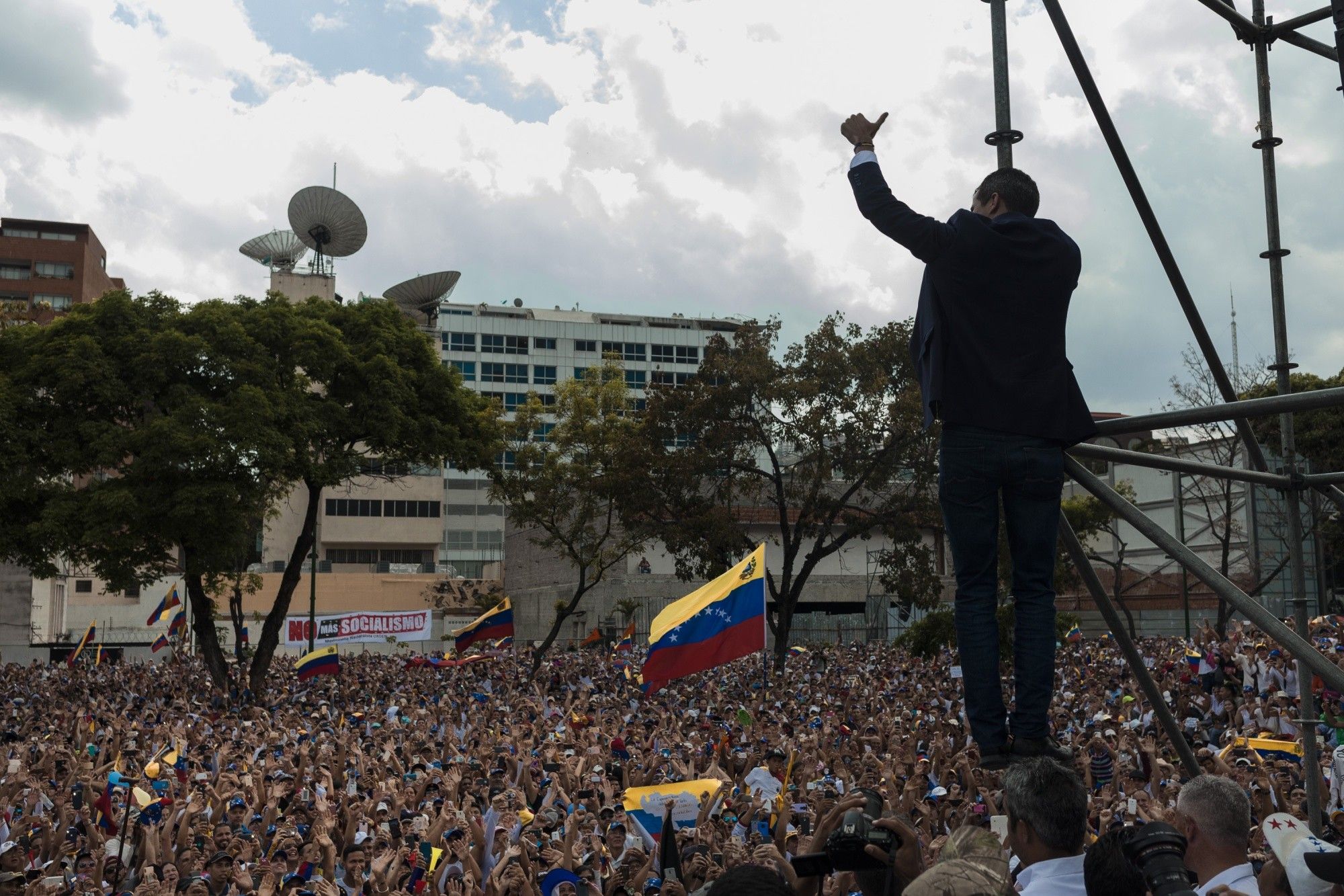 Opposition Supporters Hold Rally As Guaido Arrives For Showdown With Maduro