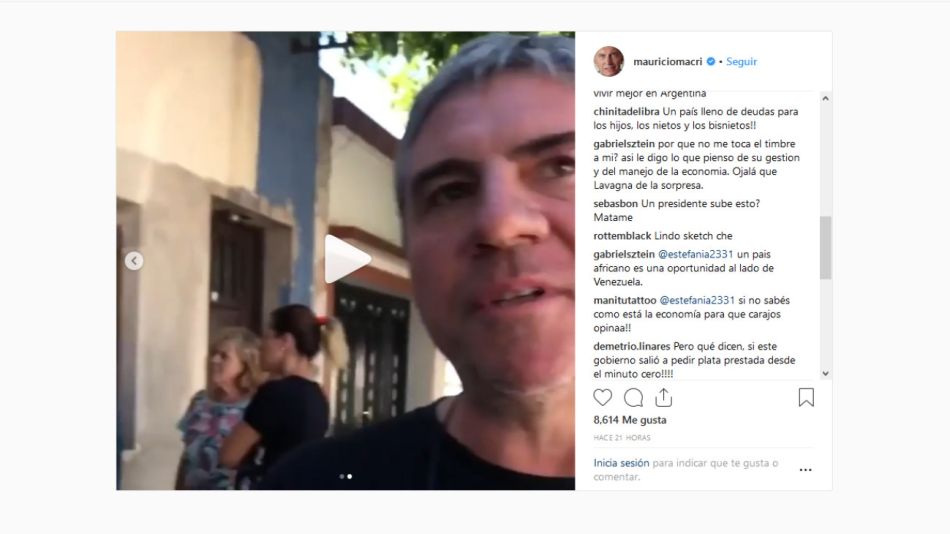 El video lo subió el presidente Mauricio Macri a Instagram.