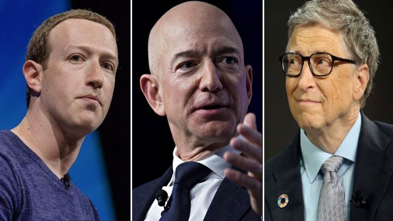 Zuckerberg, Bezos y Gates, tres de las personas más adineradas del mundo. 