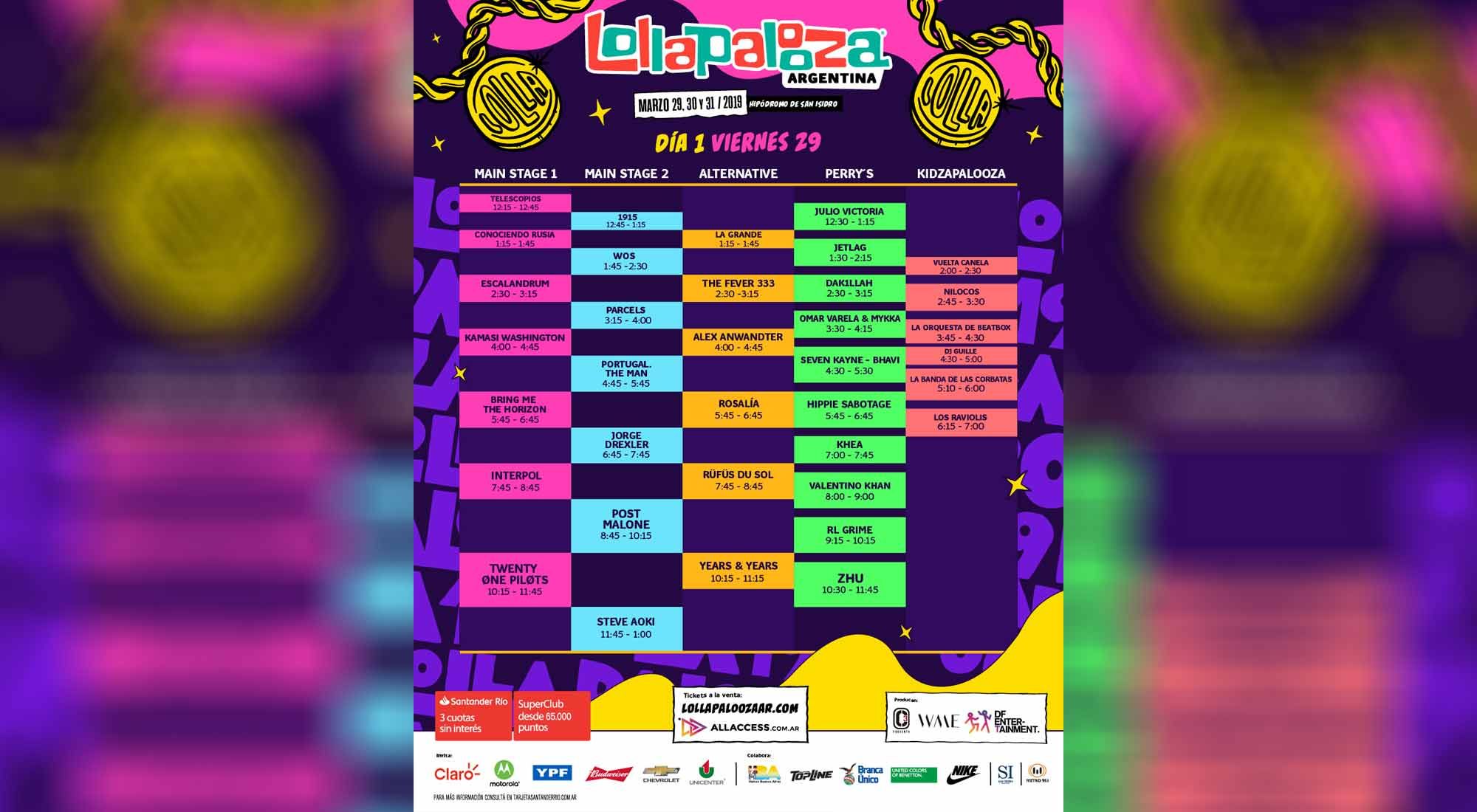 Programación del Lollapalooza Argentina 2019 