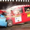 Crash test del Volkswagen Fox, modelo producido en Brasil.