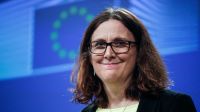 European Union Trade Commissioner Cecilia Malmstrom News Conference As U.S. Imposes Steel Tariffs 