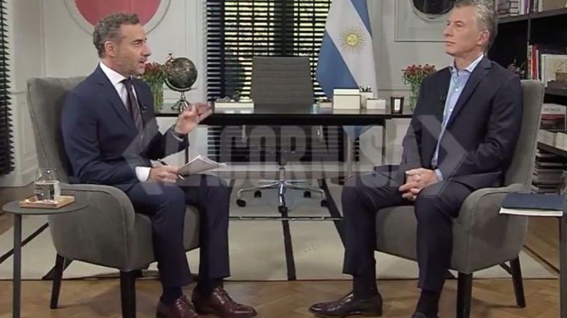 Luis Majul (left) with President Mauricio Macri. 