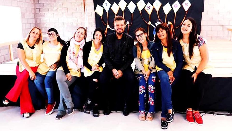 Recorrida. El lunes, tras almorzar con Lavagna, inauguró el ciclo en un jardín de infantes de Ciudad Evita.