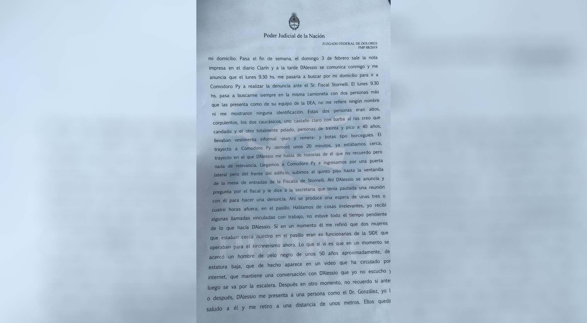 PERFIL accedió a la declaración completa que brindó ayer Gonzalo Brusa Dovat, ex gerente de PDVSA, en el juzgado de Dolores ante el juez federal Alejo Ramos Padilla.