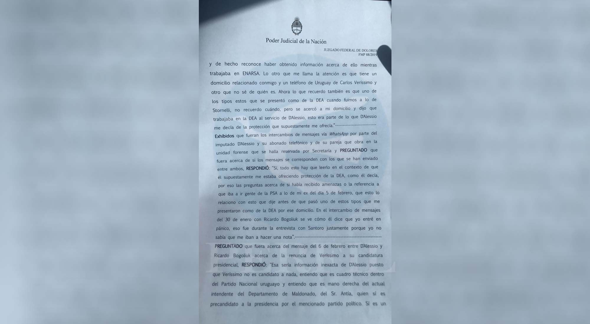 PERFIL accedió a la declaración completa que brindó ayer Gonzalo Brusa Dovat, ex gerente de PDVSA, en el juzgado de Dolores ante el juez federal Alejo Ramos Padilla.