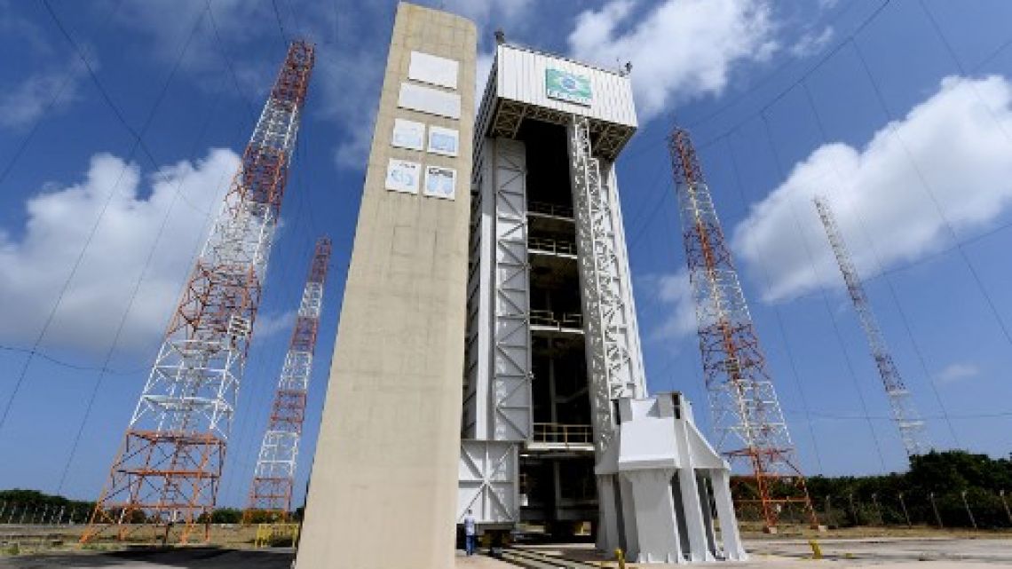 The rocket launch tower at Alcantara Launch Center (CLA), which will now serve as a base for US satellites.