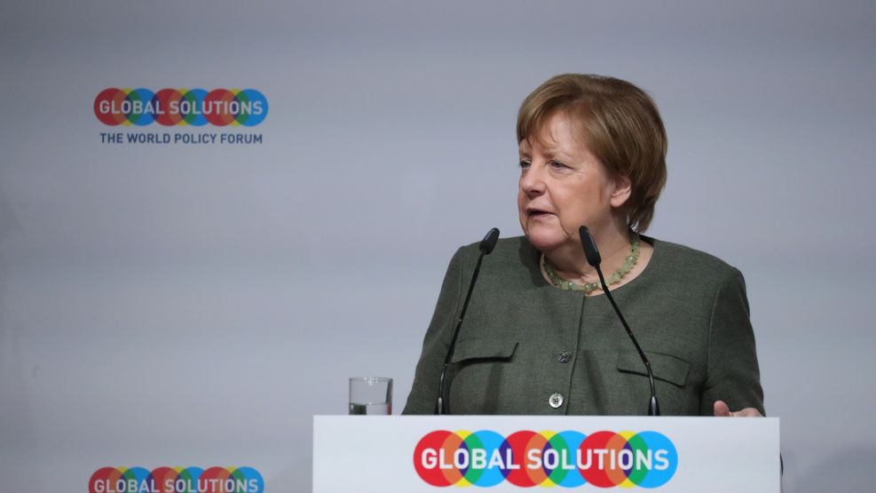 Germany's Chancellor Angela Merkel Delivers Keynote Speech at Global Solutions World Policy Forum