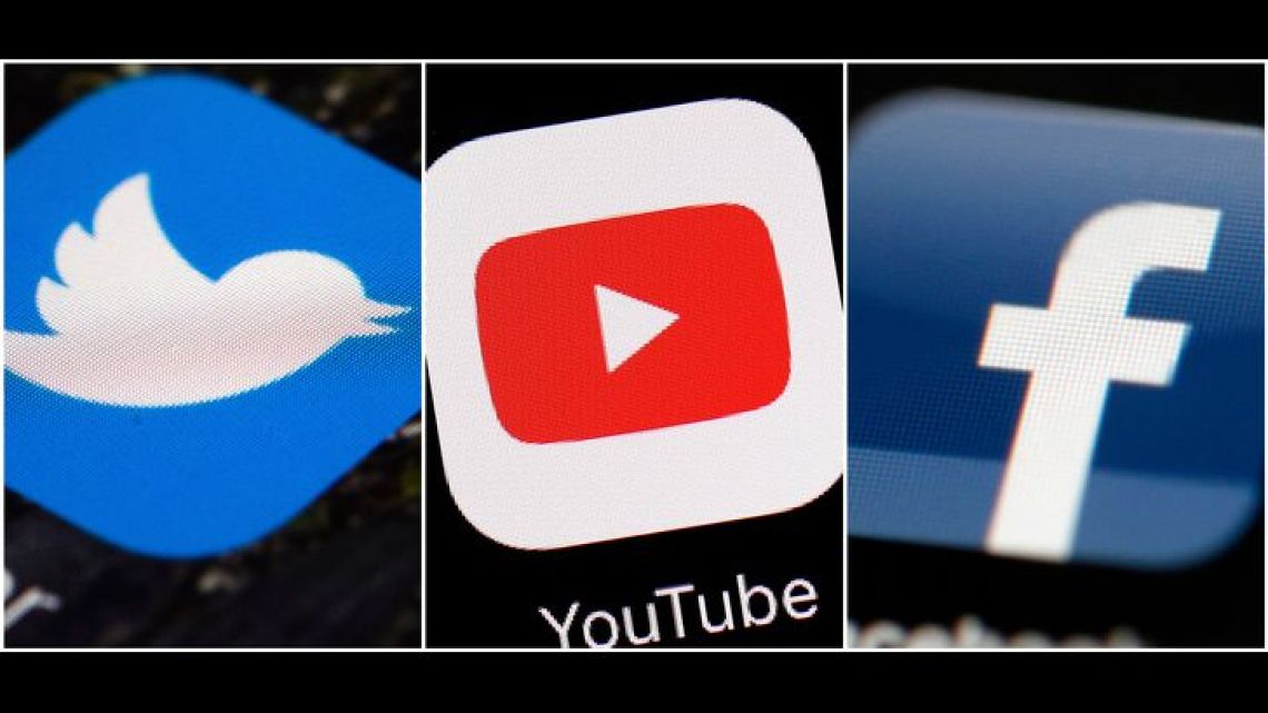Above is pictured the logos of social media sites Twitter, YouTube and Facebook