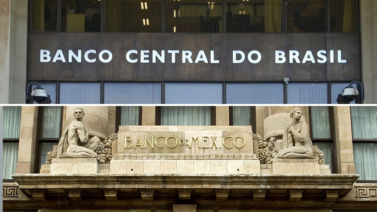 Bancos centrales de México y de Brasil