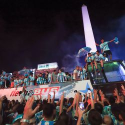 Celebrations at the Obelisk, after Racing clinched the title.