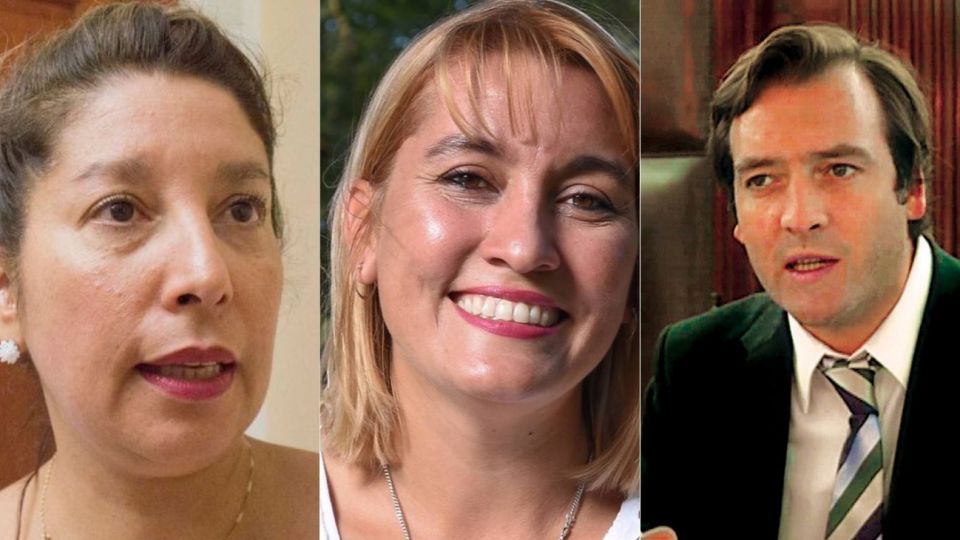 Arabela Carreras (candidata de Weretilneck), Lorena Matzen (Cambiemos) y Martín Soria (peronista). Los principales candidatos a la gobernación.
