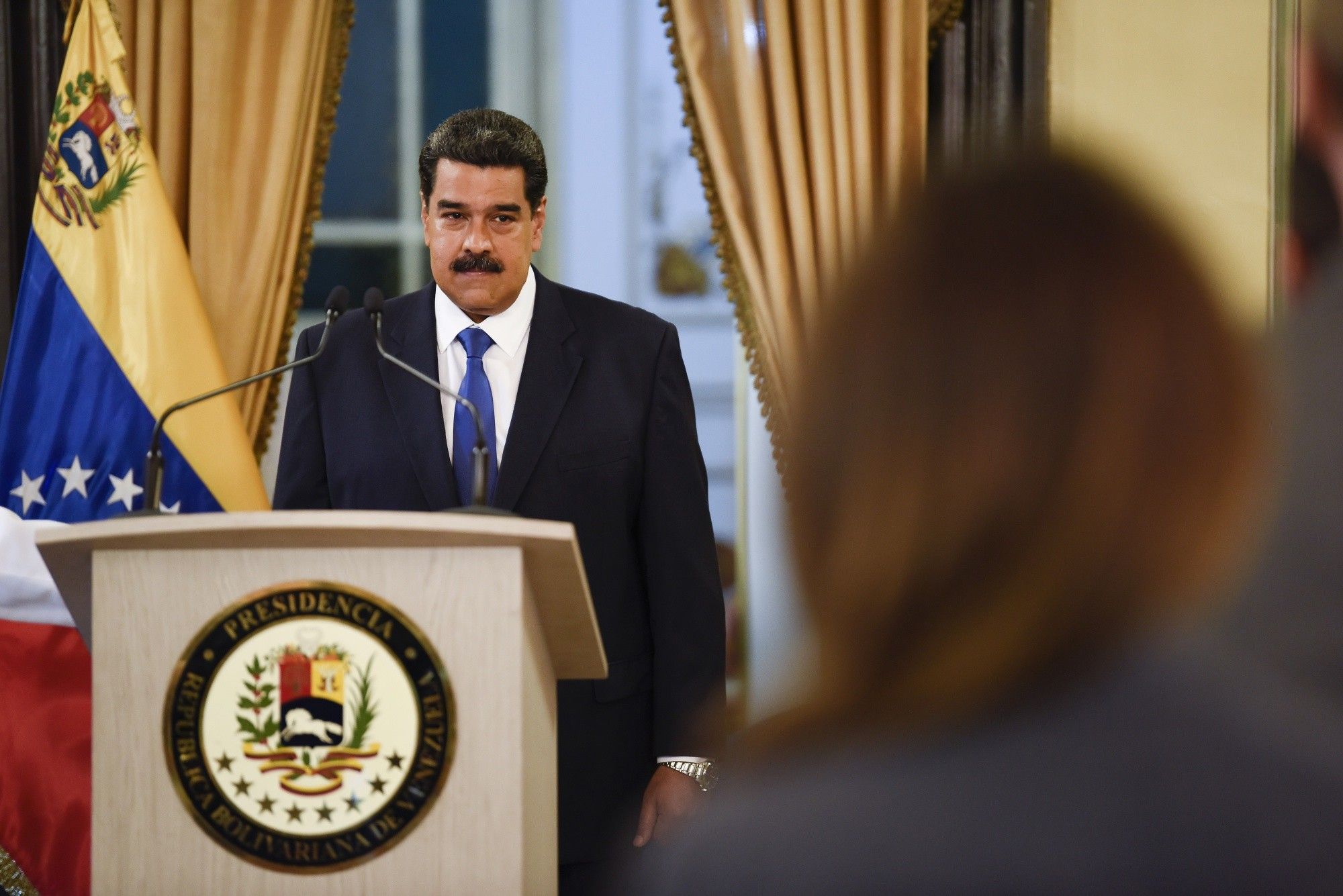 President Nicolas Maduro Holds Press Conference As Bridge Blockade Stifles Humanitarian Aid