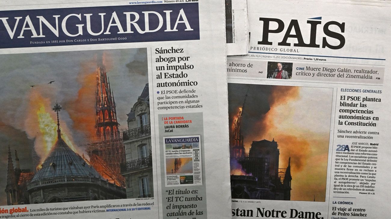 Los diarios de todo el mundo reflejaron la tragedia de la catedral de Notre Dame.