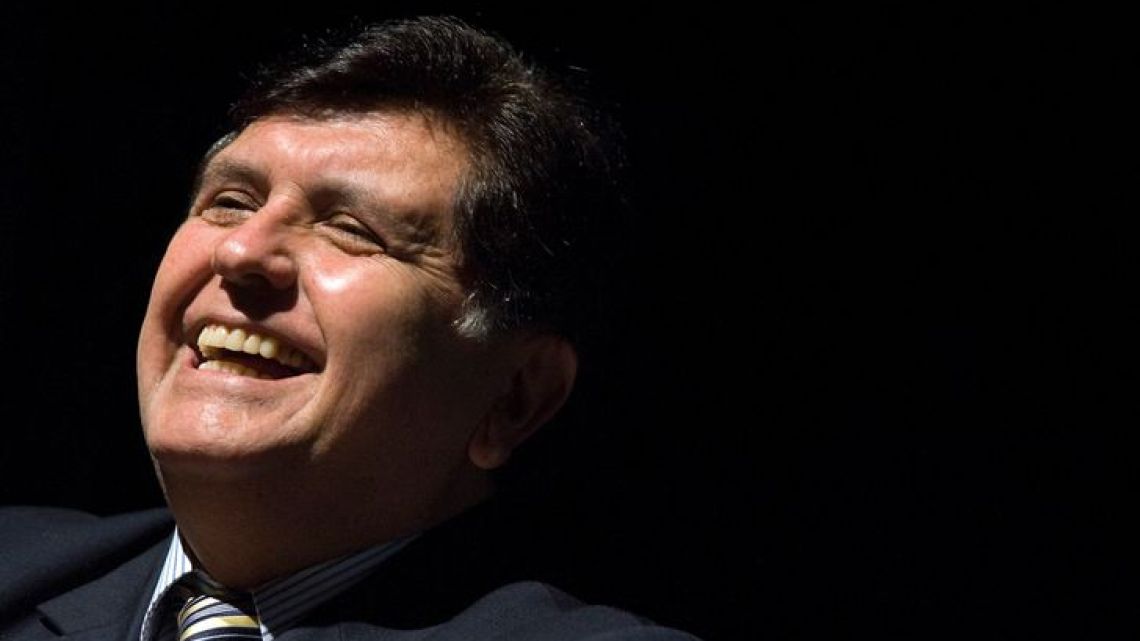 Former Peruvian President Alan García smiles during the opening ceremony of Expo Peru 2008 in Sao Paulo, Brazil, on September 18, 2008. 