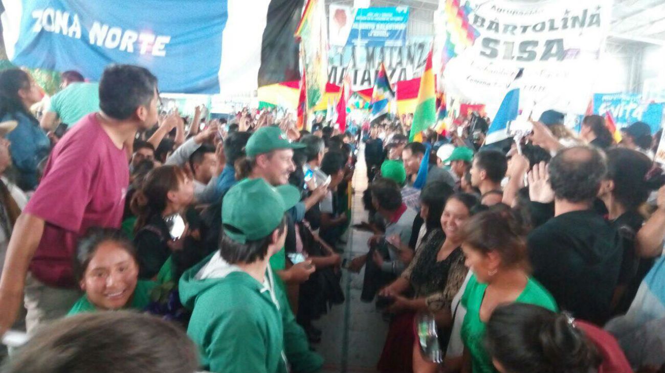 Evo Morales estuvo en un acto en La Matanza con Verónica Magario y Fernando Espinoza.