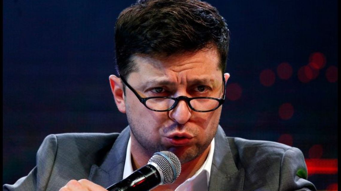 Volodymyr Zelenskiy, Ukrainian actor and then presidential candidate, hosted a comedy show at a concert hall in Brovary, Ukraine on March 29, 2019.