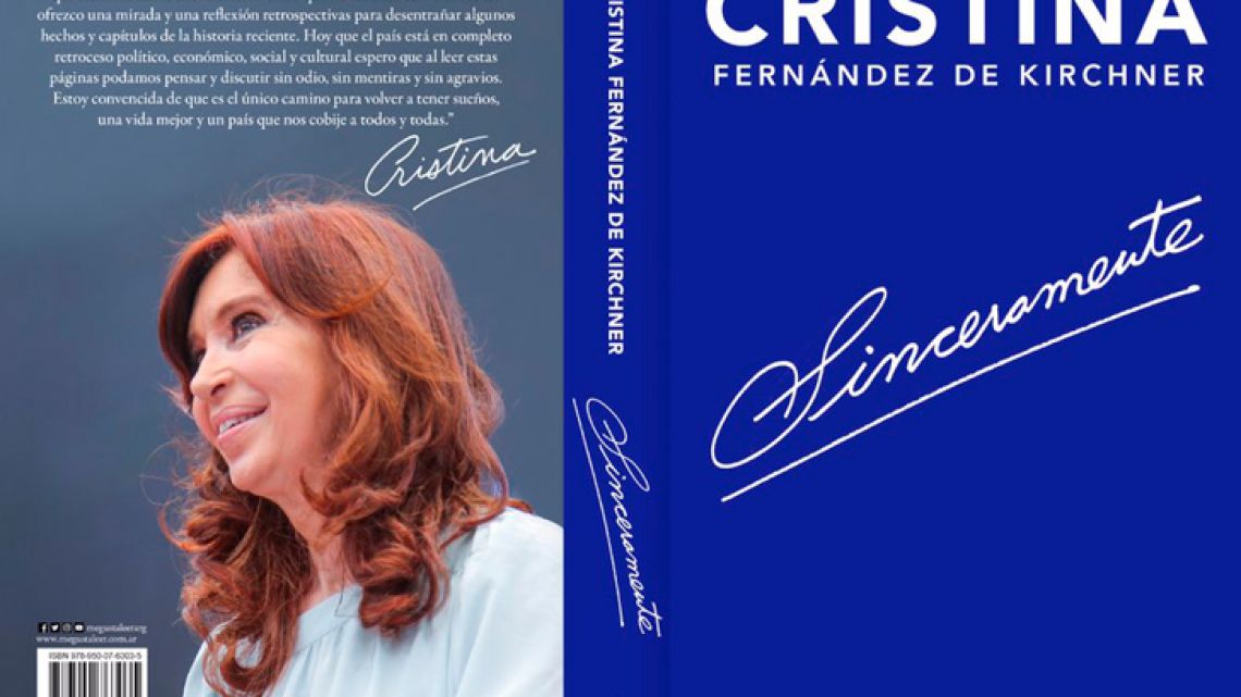 The front and back cover of Cristina Fernández de Kirchner's new book, 'Sinceramente.'