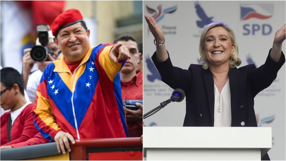 Populismo de izquierda y derecha. Hugo Chávez (Venezuela) y Marine Le Pen (Francia).
