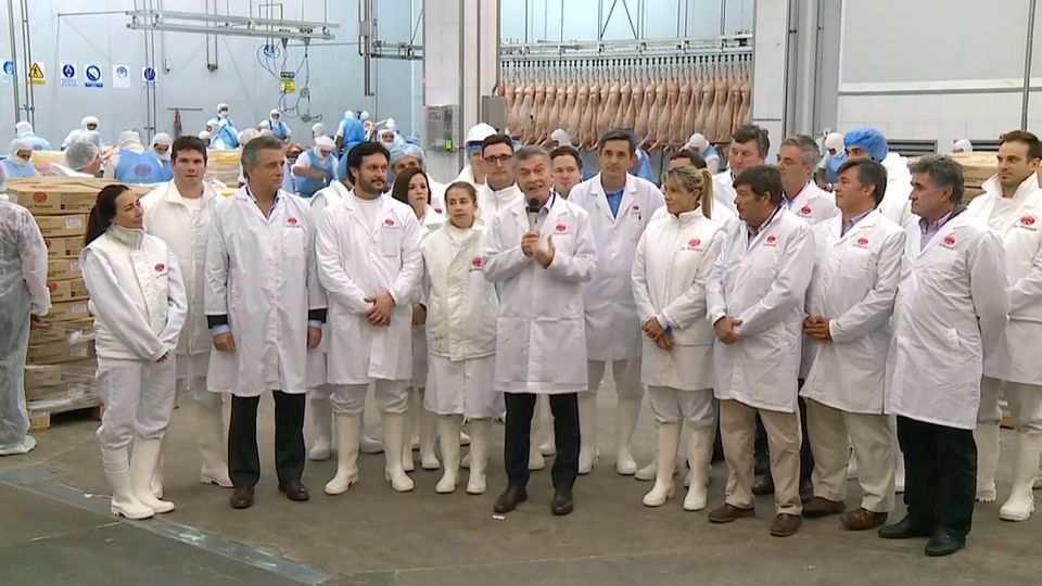 Macri, durante el anuncio en el frigorífico de Marcos Paz.
