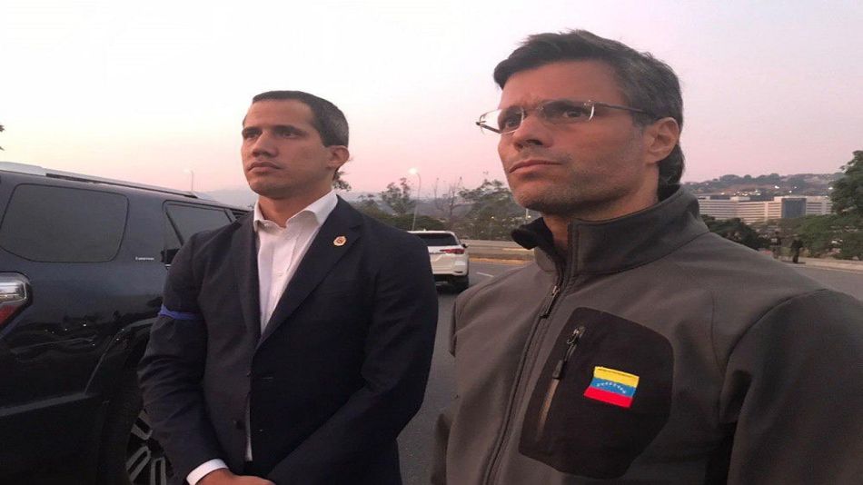 El presidente de la Asamblea Nacional venezolana, Juan Guaidó, y el opositor Leopoldo López.
