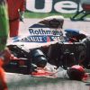 El Williams FW 16, tras el accidente
