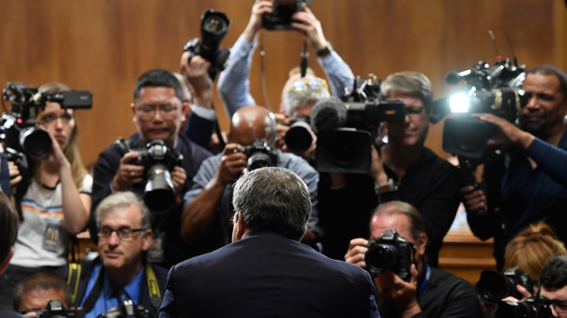 US Attorney General William Barr is photographed as he sits down to testify before the US Senate Judiciary Committee on Capitol Hill in Washington, Wednesday, May 1, 2019.