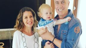 Luciana Mantero junto a Marley y su hijo, Mirko