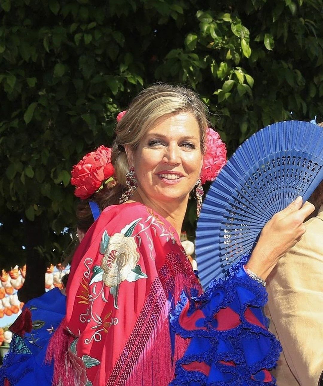 Máxima en la Feria de Abril, en Sevilla. Fue en esta festividad andaluza y en esa ciudad española, donde en 1999 conoció al entonces príncipe Guillermo.