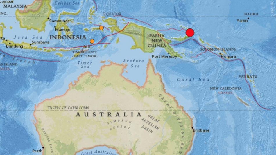 Terremoto de magnitud 7,7 se registró este martes en Papúa Nueva Guinea.