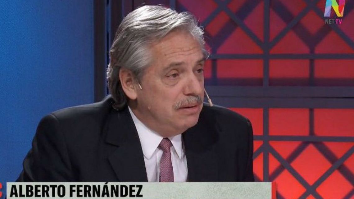 Alberto Fernández on Net TV's 'Correa del Centro' programme.