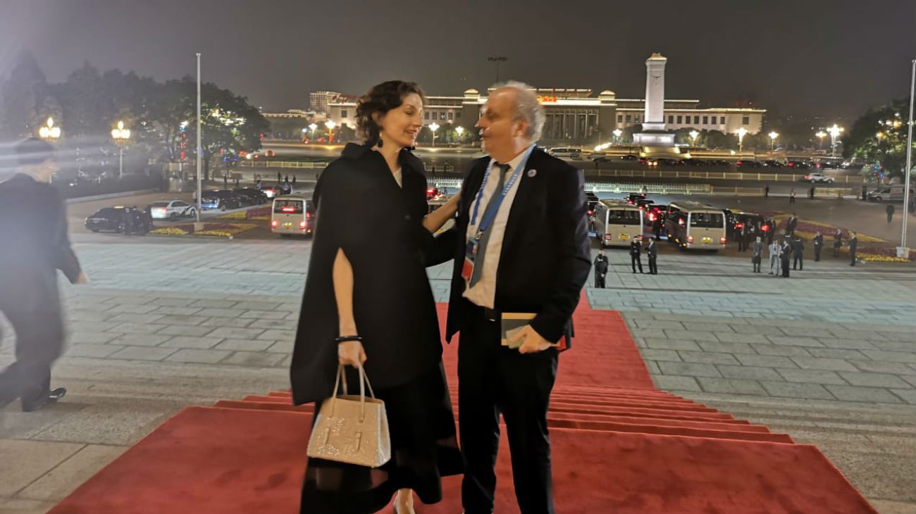 Hernán Lombardi junto a Audrey Azoulay, Directora General de la UNESCO.