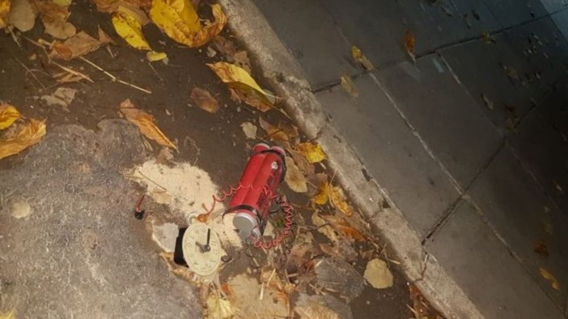 The fake bomb reportedly left near the home of Carlos Stornelli's son in Palermo.