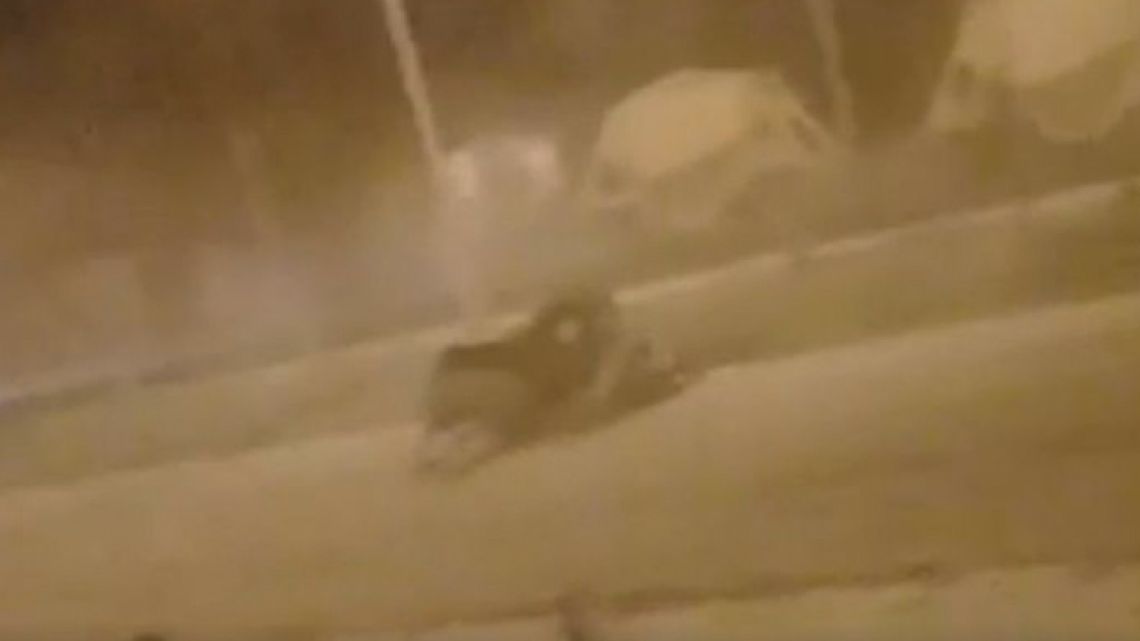 An image from a video taken in the immediate aftermath of the crash.