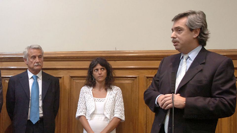 Enrique "Pepe" Albistur, Romina Picolotti y Alberto Fernández, juntos en 2007.