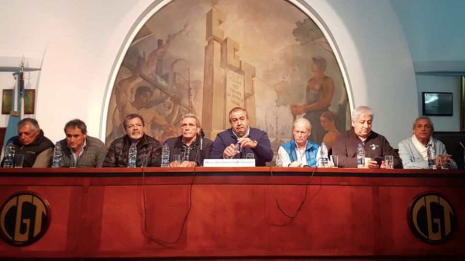 Conferencia de prensa en la sede de la CGT.